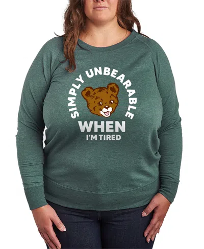 Hybrid Apparel Plus Size Instant Message Tired Simply Unbearable French Terry Long-sleeve T-shirt