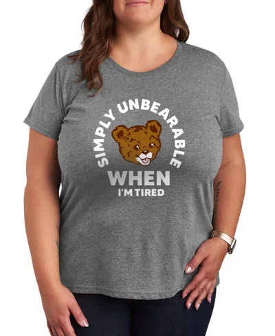 Hybrid Apparel Plus Size Instant Message Tired Simply Unbearable Short-sleeve Graphic T-shirt In Gray