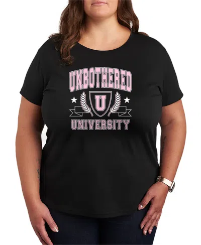 Hybrid Apparel Plus Size Instant Message Unbothered University Graphic T-shirt In Black