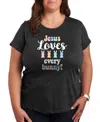 Hybrid Apparel Plus Size Jesus Loves Every Bunny Easter Graphic Crew Neck T-shirt In Gray