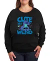 Hybrid Apparel Plus Size Lilo And Stitch Cute But Weird Pullover T-shirts In Black