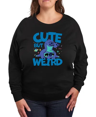 Hybrid Apparel Plus Size Lilo And Stitch Cute But Weird Pullover T-shirts In Black