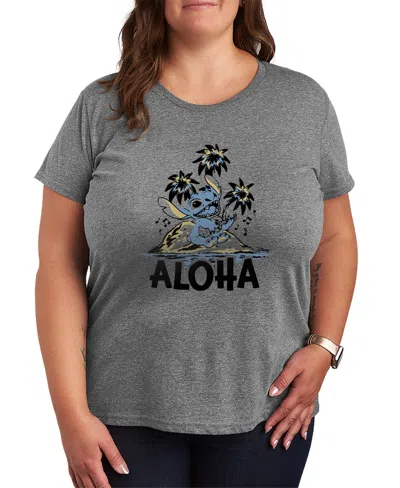 Hybrid Apparel Plus Size Lilo Stitch Aloha Island Short-sleeve Graphic T-shirt In Multi