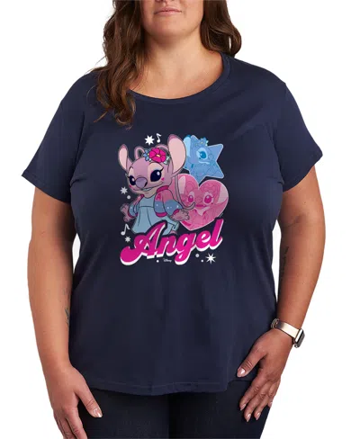 Hybrid Apparel Plus Size Lilo Stitch Angel Popstar Short-sleeve Graphic T-shirt In Blue