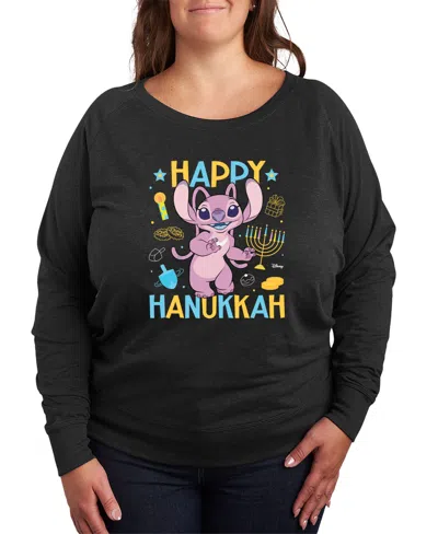 Hybrid Apparel Plus Size Lilo Stitch Hanukkah Graphic Pullover Top In Black