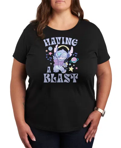 Hybrid Apparel Plus Size Lilo Stitch Having A Blast Graphic T-shirt In Black