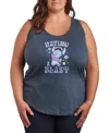 Hybrid Apparel Plus Size Lilo Stitch Having A Blast Graphic Tank Top In Blue