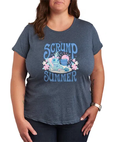Hybrid Apparel Plus Size Lilo Stitch Scrump Summer Short-sleeve Graphic T-shirt In Blue