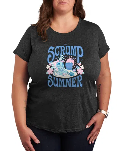 Hybrid Apparel Plus Size Lilo Stitch Scrump Summer Short-sleeve Graphic T-shirt In Gray