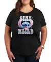 Hybrid Apparel Plus Size Lilo Stitch Stay Weird Graphic T-shirt In Black