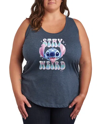 Hybrid Apparel Plus Size Lilo Stitch Stay Weird Graphic Tank Top In Blue