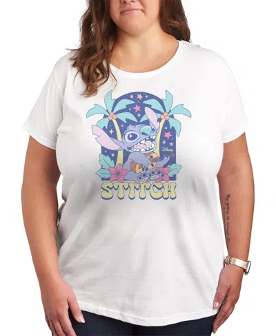 Hybrid Apparel Plus Size Lilo Stitch Ukulele Graphic T-shirt In White