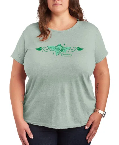 Hybrid Apparel Plus Size Lord Of The Rings Elven Ivy Leaf Brooch Graphic T-shirt In Gray