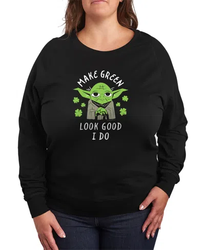 Hybrid Apparel Plus Size Make Green Look Good Yoda Graphic Sweatshirt In Brown