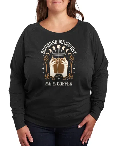 Hybrid Apparel Plus Size Manifest Coffee Graphic Pullover T-shirt In Black