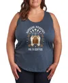 Hybrid Apparel Plus Size Manifest Coffee Graphic Tank Top In Blue