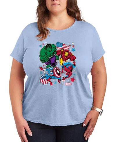 Hybrid Apparel Plus Size Marvel America Avengers Short-sleeve Graphic T-shirt In Blue