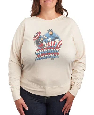 Hybrid Apparel Plus Size Marvel Captain America Long-sleeve Sweatshirt In White