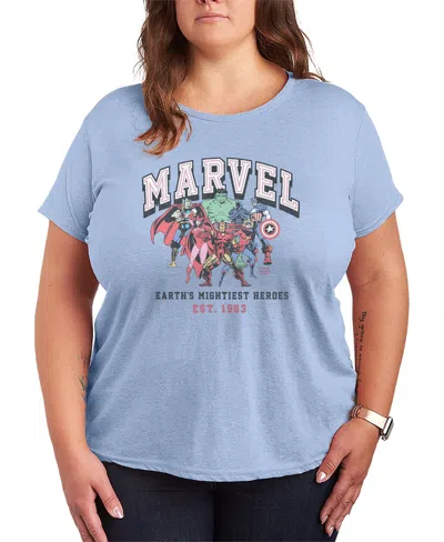 Hybrid Apparel Plus Size Marvel Earth's Mightiest Heroes Short-sleeve Graphic T-shirt In Blue