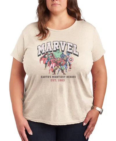 Hybrid Apparel Plus Size Marvel Earth's Mightiest Heroes Short-sleeve Graphic T-shirt In Neutral