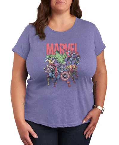 Hybrid Apparel Plus Size Marvel Group Faded Short-sleeve Graphic T-shirt In Multi
