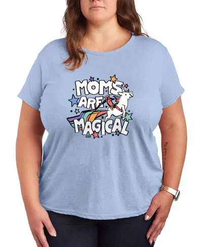 Hybrid Apparel Plus Size Marvel Moms Are Magical Short-sleeve Graphic T-shirt In Blue