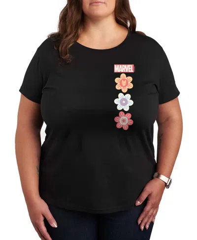 Hybrid Apparel Plus Size Marvel Pastel Spring Short-sleeve Graphic T-shirt In Black