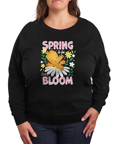 Hybrid Apparel Plus Size Marvel Spring Is In Bloom French Terry Long-sleeve T-shirt In Black