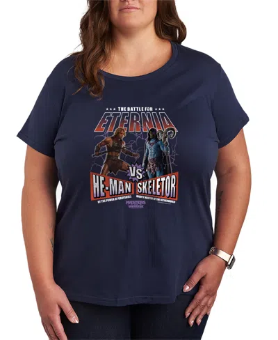 Hybrid Apparel Plus Size Masters Of The Universe He Man Vs Skeletor Short-sleeve Graphic T-shirt In Blue