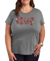 Hybrid Apparel Plus Size Merry Christmas Graphic Tee In Grey