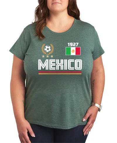 Hybrid Apparel Plus Size Mexico Soccer Jersey Graphic T-shirt In Green