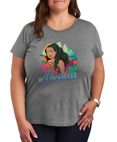 Hybrid Apparel Plus Size Moana Floral Short-sleeve T-shirt In Gray
