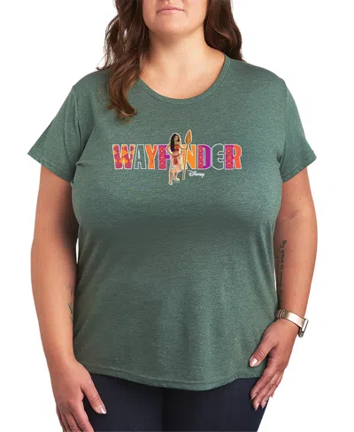 Hybrid Apparel Plus Size Moana Way-finder Graphic T-shirt In Green