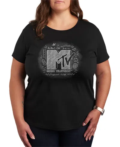 Hybrid Apparel Plus Size Mtv Chalkboard Logo Graphic T-shirt In Black