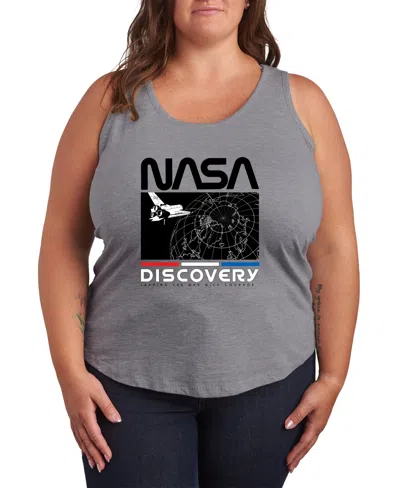 Hybrid Apparel Plus Size Nasa Discovery Racerback Graphic Crewneck Tank Top In Gray