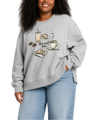 Hybrid Apparel Plus Size Oversized Crewneck Fleece Sweatshirt In Gray