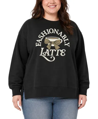 Hybrid Apparel Plus Size Oversized Crewneck Fleece Sweatshirt In Black