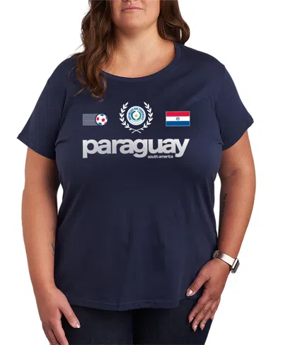 Hybrid Apparel Plus Size Paraguay Soccer Graphic T-shirt In Navy