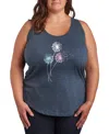 Hybrid Apparel Plus Size Pastel Dandelions Graphic Tank Top In Blue