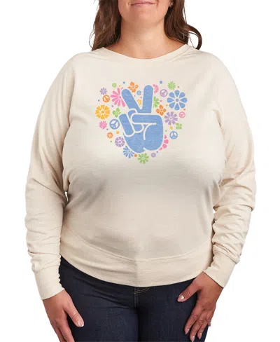 Hybrid Apparel Plus Size Pastel Peace Sign Graphic Pullover T-shirt In Beige,khaki