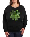 Hybrid Apparel Plus Size Patterned Shamrock Graphic Crew Neck Top In Black