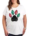 Hybrid Apparel Plus Size Paw Lights Graphic Tee In White