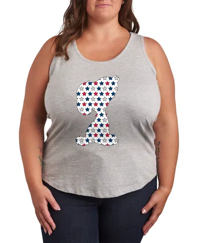 Hybrid Apparel Plus Size Peanuts Americana Snoopy Graphic Crew Neck Tank T-shirt