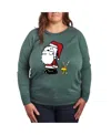 Hybrid Apparel Plus Size Peanuts Christmas Graphic Pullover T-shirt In Green