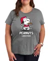 Hybrid Apparel Plus Size Peanuts Christmas Graphic T-shirt In Grey