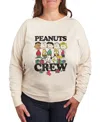 Hybrid Apparel Plus Size Peanuts Crew Graphic Pullover Top In Beige,khaki
