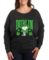 Hybrid Apparel Plus Size Peanuts Dublin St Patrick's Day Graphic Crew Neck Top In Black