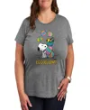 Hybrid Apparel Plus Size Peanuts Easter Eggcellent Graphic Crew Neck T-shirt In Gray
