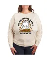 Hybrid Apparel Plus Size Peanuts Fall Leaves Graphic Pullover T-shirt In Beige,khaki