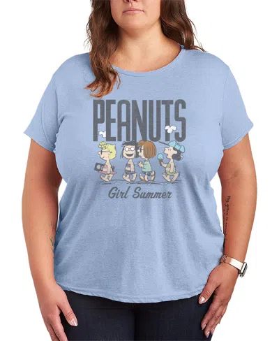 Hybrid Apparel Plus Size Peanuts Girl Summer Sally Marcie Lucy Pattie Short-sleeve Graphic T-shirt In Blue